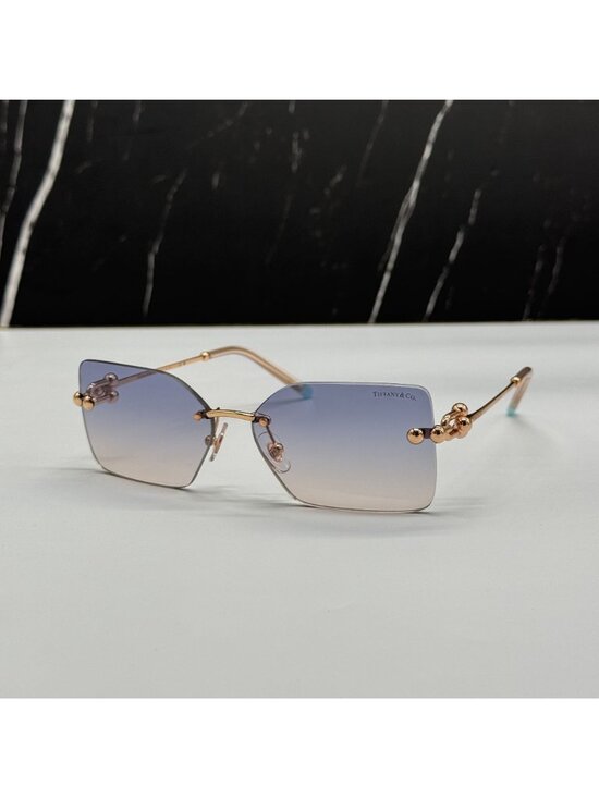 Tiffany & Co TF3088 610516 Blue Gold Rimless Women Sunglasses Authentic NEW main image 6